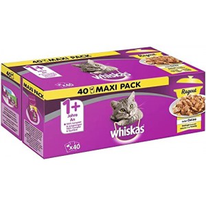 40x Whiskas 1+ Katzennassfutter Ragout – Geflügel Auswahl in Gelee 85g um 8,99 € statt 12,50€