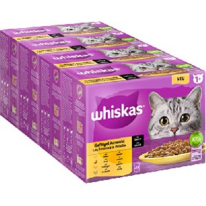 48x Whiskas 1+ Katzenfutter Geflügel Auswahl in Sauce 85g um 14,34 € statt 21,99 €