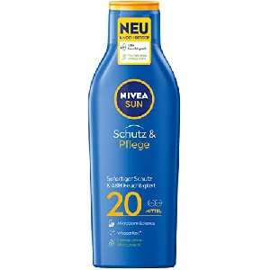 Nivea Sun Schutz & Pflege Sonnenmilch LSF20, 250ml um 3,58 € statt 7,21 €