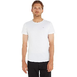 Tommy Jeans Herren Slim Fit T-Shirt, weiß um 14,12 € statt 22,86 €