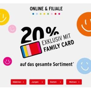 Ernsting’s family – 20% Rabatt auf den gesamten Einkauf (mit FamilyCard)