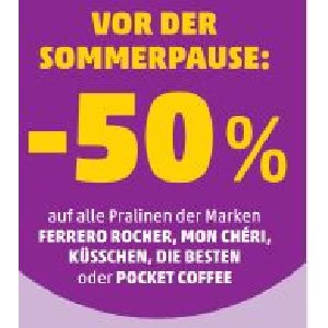 Penny – 50% Rabatt auf alle Pralinen der Marken Ferrero Rocher / Mon Cheri / Küsschen / Die Besten & Pocket Coffee