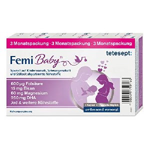 tetesept Femi Baby – 16 Nährstoffe für Kinderwunsch, Schwangerschaft & Stillzeit | 3 Monats-Packung um 10,89 € statt 34,45 €