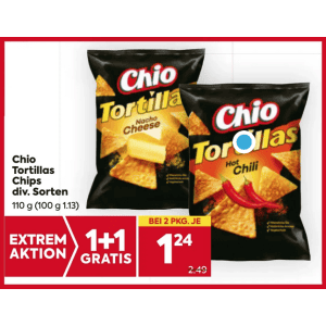 Chio Tortilla Chips um je 1,24 € statt 2,49 € ab 2 Stück (1+1) bei Billa