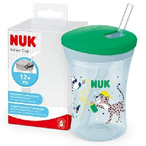 NUK Action Cup Trinklerntasse mit Trinkhalm grün, 230ml um 8,05 € statt 14,44 €