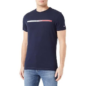 Tommy Jeans Herren T-Shirt Kurzarm Essential Flag Tee Rundhalsausschnitt (blau oder rot) um 17,09 € statt 31,37 €