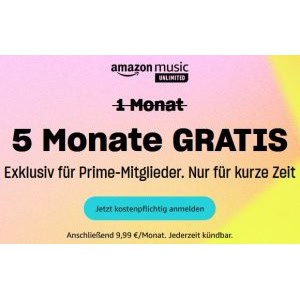 Amazon Music Unlimited 5 Monate GRATIS testen (für Neukunden mit Prime) oder 3 Monate gratis (ohne Prime)