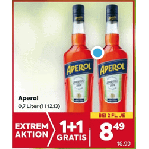 Aperol 0,7 L Flasche um 8,49 € statt 16,99 € ab 2 Stück bei Billa