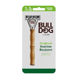 BULLDOG Original Rasierer mit Bambusgriff  + 4 Ersatzklingen um 10,54 € statt 12,86 €