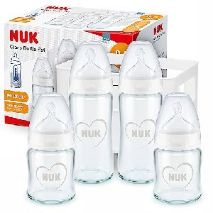 NUK First Choice+ Glas Starter Set Trinkflaschen-Set Herz weiß, 0+, Silikon um 30,24 € statt 43,89 €
