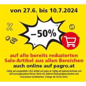 Pagro Sale – 50% Extra-Rabatt auf bereits reduzierte Produkte + 5€ Rabatt ab 30€