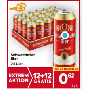 Schwechater Bier Dose um je 0,62 € statt 1,25 € ab 24 Stück bei Billa & Billa Plus