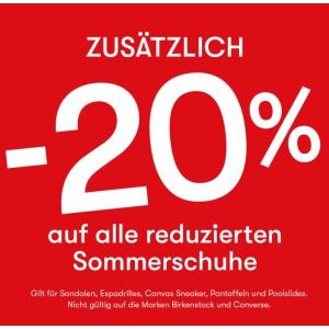 Shoe4You – 20% Extra-Rabatt auf reduzierte Sommerschuhe (Sandalen, Espadrilles, Schlapfen, …) + gratis Versand