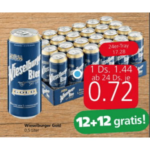 Wieselburger Dose um je 0,72 € statt 1,44 € ab 24 Stück bei Spar