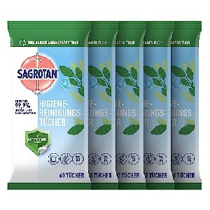 5x Sagrotan Hygiene Flächendesinfektionstücher, 60 Stück um 11,96 € statt 19,01 €