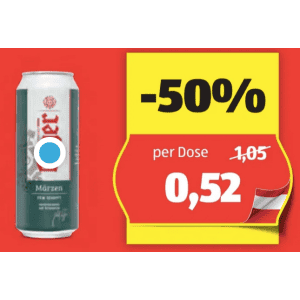 Egger Märzen Dose um je 0,52 € statt 1,05 € ab 1 Stück bei Hofer