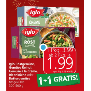 Iglo Röstgemüse, Ideenküche & co um je 1,99 € statt 3,99 € ab 2 Stück bei Spar