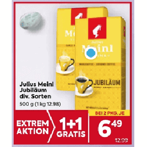 Julius Meinl Jubiläum Kaffee um je 6,49 € statt 12,99 € ab 2 Stück bei Billa