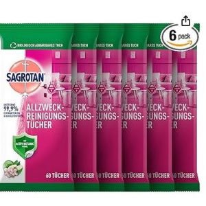 6x Sagrotan Allzweck-Reinigungstücher Granatapfel & Limette, 60 Stück um 10,12 € statt 20,70 €