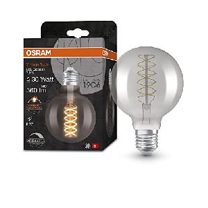 OSRAM Lamps 1906 LED-Lampe mit Smoke-Tönung, 7,8W, 360lm, Kugel-Form mit 95mm Durchmesser&E27-Sockel um 6,59 € statt 16,47 €