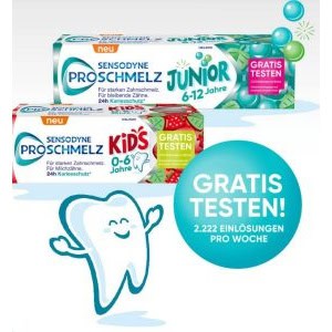 SENSODYNE PROSCHMELZ KIDS oder JUNIOR Zahnpasta gratis testen