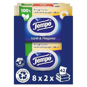 16x Tempo Sanft &Pflegend feuchte Toilettentücher weiß, 42 Stück um 18,73 € statt 10,26 €