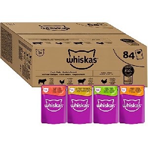 84x Whiskas 1+ Katzennassfutter Klassische Auswahl in Sauce 85g um 14,25 € statt 31,49 €