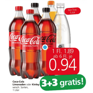 Coca Cola 1L Flasche um je 0,94 € statt 1,89 € ab 6 Stück bei Spar