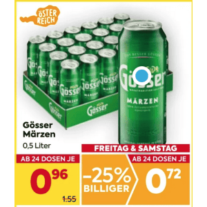 Gösser Naturradler um je 0,72 € statt 1,55 € ab 24 Stück bei Billa