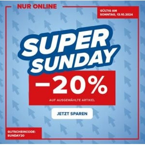 Hervis Super Sunday – 20% Rabatt auf vieles