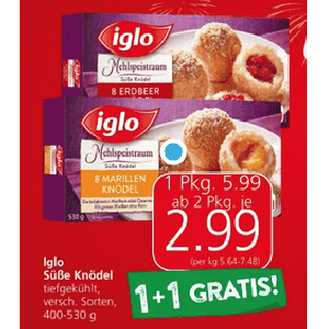 Iglo Süße Knödel um je 2,99 € statt 5,99 € ab 2 Stück bei Spar