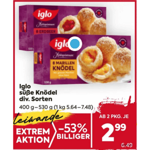 Iglo Süße Knödel um je 2,99 € statt 6,49 € ab 2 Stück bei Billa