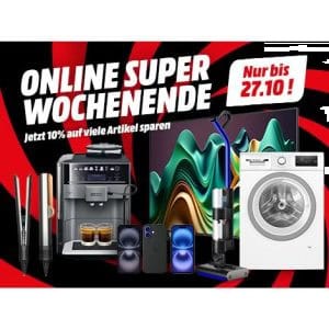 MediaMarkt Online Super-Wochenende – 10% Rabatt auf viele Produkte (gratis Versand)