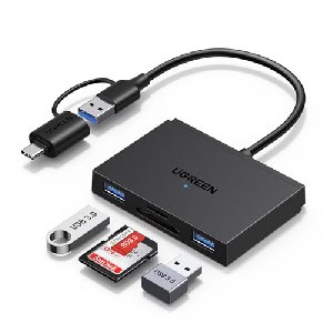 UGREEN 4in1 SD Kartenleser (USB C & USB 3.0 OTG Adapter und Kartenlesegerät mit SD, TF and 2*USB 3.0 Ports) um 10,10 € statt 14,60 €