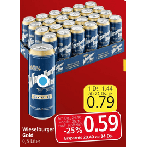 Wieselburger Dose um je 0,59 € statt 1,44 € ab 24 Stück bei Spar