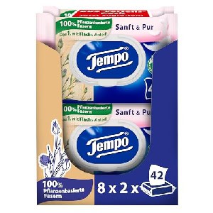 16x Tempo Sanft & Pur feuchte Toilettentücher weiß, 42 Tücher um 18,74 € statt 25,81 €