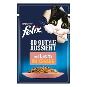 26x FELIX So gut wie es aussieht Katzenfutter nass in Gelee, mit Lachs 85g um 10,96 € statt 14,49 €