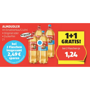 Almdudler 2L Flasche um je 1,24 € statt 2,49 € ab 2 Stück bei Hofer