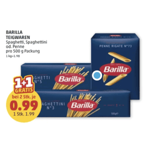 Barilla Teigwaren 500g um 0,99 € statt 1,99 € bei Penny