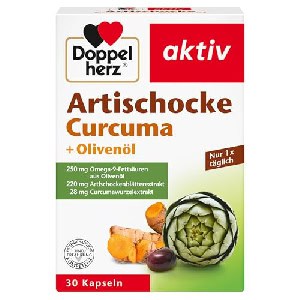 Doppelherz Artischocke + Olivenöl + Curcuma – Pflanzliches Nahrungsergänzungsmittel, 30 Stück um 2,44 € statt 6,25 €