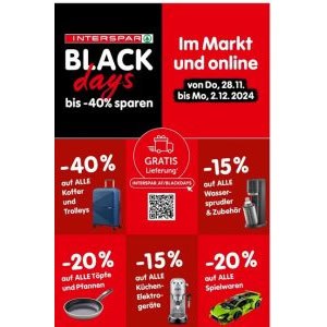 Interspar Black Days – bis zu 40 % Online-Rabatt + gratis Versand ab 50€