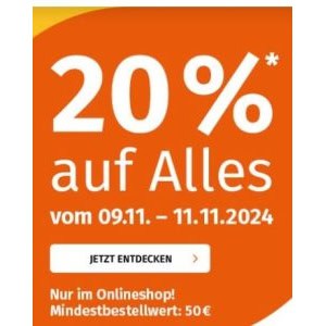 Müller Singles Day – 20% Rabatt auf vieles (ab 50 € Bestellwert)