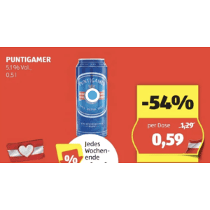 Puntigamer Bier Dose um je 0,59 € statt 1,29 € ab 1 Dose bei Hofer