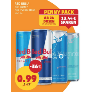 Red Bull (div. Sorten ab 24 Dosen) um 0,99 € statt 1,55 € bei Penny