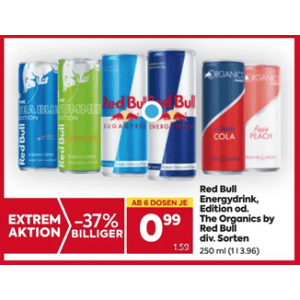 Red Bull (div. Sorten) um 0,99 € bei Billa / Billa PLUS ab 6 Stück