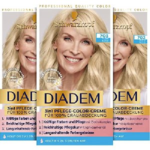 3x Schwarzkopf Diadem 3 in 1 Pflege-Color-Creme 703 Platin Blond Stufe 3 170ml um 5,24 € statt 23,85 €