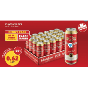 Schwechater Bier Dose um je 0,62 € statt 1,25 € ab 24 Stück bei Penny