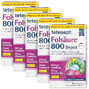 5x tetesept Folsäure 800 Depot, 60 Minitabletten um 14,77 € statt 28,25 €