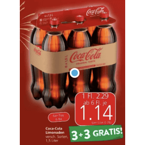 Coca Cola 1,5L Flasche um je 1,14 € statt 2,29 € ab 6 Stück bei Spar