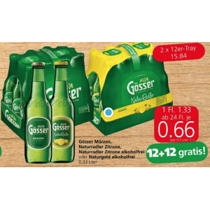 Gösser Radler Flasche um je 0,66 € statt 1,33 € ab 24 Stück bei Spar